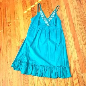 Faded Glory Strapless Blue Green Teal Dress Size 12 Summer Large